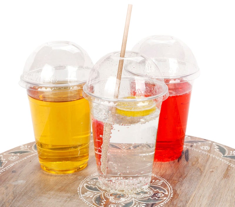 Golden Apple Cup series, 16oz Clear Plastic cups with Dome lids with hole 50sets BPA free - Image 2